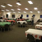 Getting the tables in place and decorated